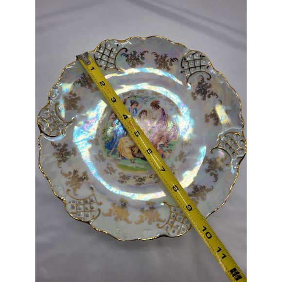 Vintage Three Fates Goddesses Pedestal Bowl/Plate - Picture 6 of 10